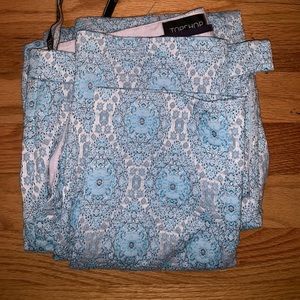 TROUSERS, COLORED JEANS, AND FAUX LEATHER SKIRT